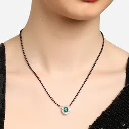 Zaveri Pearls Set Of 2 Rose Gold-Plated Austrian Diamonds Studded & Beaded Mangalsutras image 5