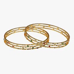 Adwitiya Collection Set Of 2 Gold-Plated Gold-Toned Stone Studded Bangle image 4
