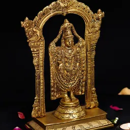 eCraftIndia Gold- Toned  Lord Balaji Brass Statue-image-75