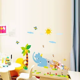Jaamso Royals Blue & Green Cartoon Printed Self-Adhesive Wall Sticker-image-98