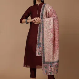 SWI Stylish Floral Printed & Aari Embroidered Shawl-picture-28