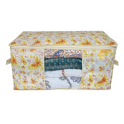 Kuber Industries Set Of 6 Off-White & Yellow Printed Underbed Blanket Storage Covers image 3