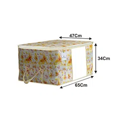 Kuber Industries Set Of 6 Off-White & Yellow Printed Underbed Blanket Storage Covers image 4