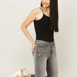 Xpose Women Grey Comfort Bootcut High-Rise Low Distress Heavy Fade Stretchable Jeans image 4