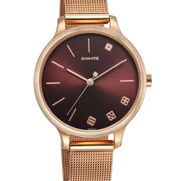 Sonata Women Textured Dial & Bracelet Style Straps Analogue Watch 87050WM03-picture-0