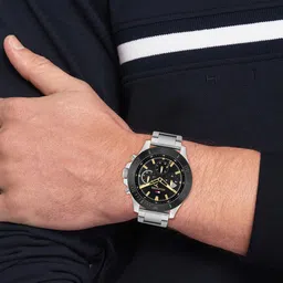 Tommy Hilfiger Men Embellished Dial & Stainless Steel Textured Straps Analogue Watch TH1792114 image 4