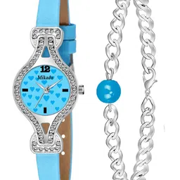 Mikado Women Blue Brass & Blue Leather Embellished Straps Analogue Watch Louisa Fashion-picture-36