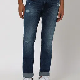 Mufti Men Super Slim Fit Mid-Rise Mildly Distressed Heavy Fade Stretchable Jeans-picture-34