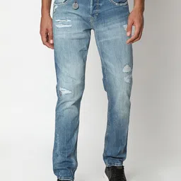 SPYKAR Men Slim Fit Low-Rise Mildly Distressed Heavy Fade Stretchable Jeans-picture-36