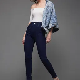 Miss Chase Women Blue High-Rise Clean Look Skinny Fit Stretchable Jeans-image-34