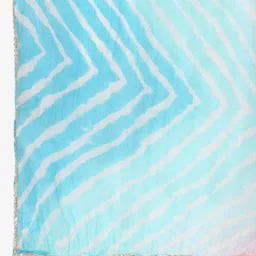 SOUNDARYA Peach-Coloured & Blue Striped Pure Cotton Leheriya Dupatta image 3