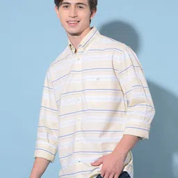 Crimsoune Club Classic Slim Fit Horizontal Striped Pure Cotton Casual Shirt image 5