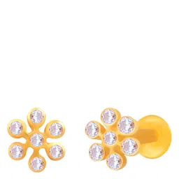 BHIMA 22K BIS Hallmark (916) Yellow Gold Designer Floral Stone Nose Pin-picture-33