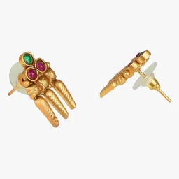 Adwitiya Collection 24CT Gold-Plated Pink & Green Stone-Studded Jewellery Set image 4