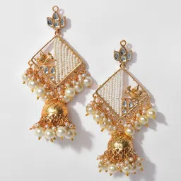 SOHI Women Gold Plated Dome Shaped Jhumkas Earrings image 2