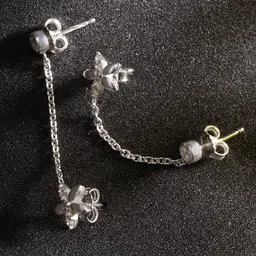 Carlton London 925 Sterling Silver Floral Connected Studs-picture-16