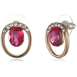 Estele Gold-Plated & Pink Oval Studs image 2