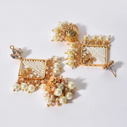 SOHI Women Gold Plated Dome Shaped Jhumkas Earrings image 3