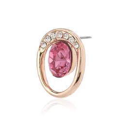 Estele Gold-Plated & Pink Oval Studs image 3