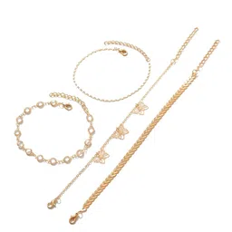 OOMPH Set Of 4  Butterfly Charm Fashion Anklets image 2