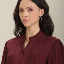 U.S. Polo Assn. Women Mandarin Collar Cuffed Sleeves Shirt Style Top image 2
