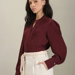 U.S. Polo Assn. Women Mandarin Collar Cuffed Sleeves Shirt Style Top image 3