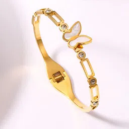 Designs & You Women Gold-Plated Mother Of Pearl Bangle-Style Bracelet image 2