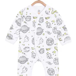 The Mom Store Kids White & Black Printed Cotton Rompers-picture-46