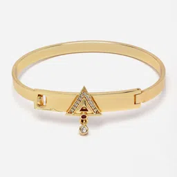 Aazeen Gold-Plated Triangle Shaped American Diamond Bangle-Style Bracelet-picture-54