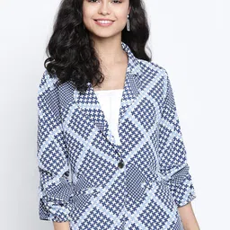 DRAAX Fashions Checked Mandarin Collar Roll-Up Sleeves Shirt Style Top-picture-15