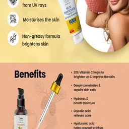 TNW The Natural Wash Combo of Vitamin C Face Serum 30 ml & Sun Defence SPF 50 Sunscreen Cream 50 gm image 3