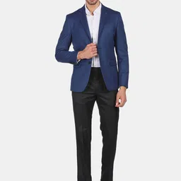 Arrow Men Navy Blue & Black Patterned Single Breasted Two Piece Suit image 1