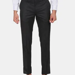 Arrow Men Navy Blue & Black Patterned Single Breasted Two Piece Suit image 3