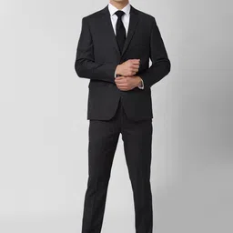 Van Heusen Men Charcoal Grey Checked Slim-Fit Single-Breasted Two-Piece Formal Suit-picture-35