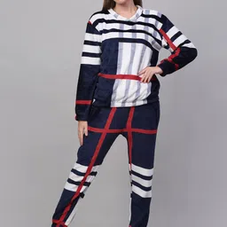 klotthe Women White & Blue Printed Woolen Night suit-picture-16