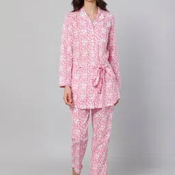 DRAPE IN VOGUE Women Pink & White Printed Night suit-picture-30