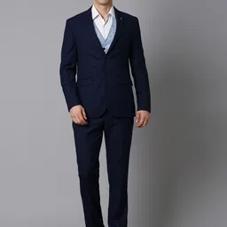 Louis Philippe Checked Slim-Fit Notched Lapel Single-Breasted Three-Piece Formal Suit-picture-40