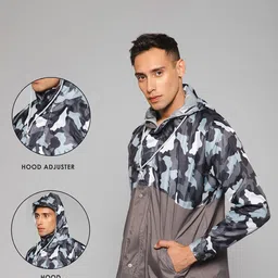 THE CLOWNFISH Men Printed Waterproof Double Coating Reversible Rain Jacket image 2