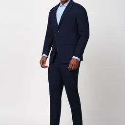 Peter England Elite Men Checked Single-Breasted Two Piece Formal Suit image 3