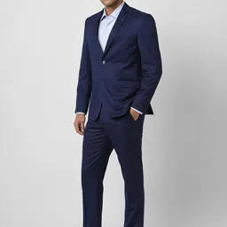 Van Heusen Men Textured Slim Fit Single-Breasted 2 Piece Suit image 2