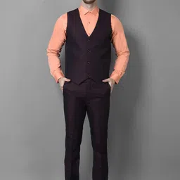 Canary London Men Maroon Solid Slim-Fit Single-Breasted Suit image 4