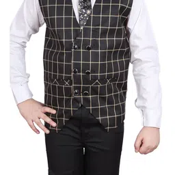Pro-Ethic STYLE DEVELOPER Boys Black & White Checked Shirt with Trousers & Waist Coat image 4