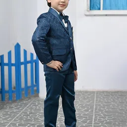 BT DEZINES Boys Self Designed Single-Breasted Satin Five-Piece Party Suit image 5