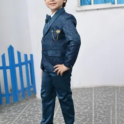 BT DEZINES Boys Self Designed Single-Breasted Satin Five-Piece Party Suit image 2