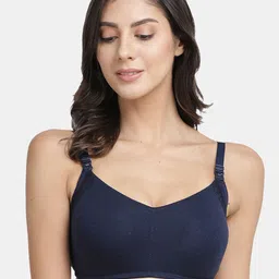 Inner Sense Navy Blue Solid Non-Wired Lightly Padded Maternity Sustainable Bra-picture-29