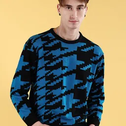 The Indian Garage Co Geometric Self Designed Acrylic Pullover-picture-11