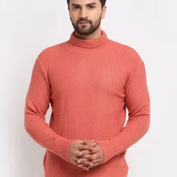 Club York Men Peach-Coloured Cable Knit Pullover image 1