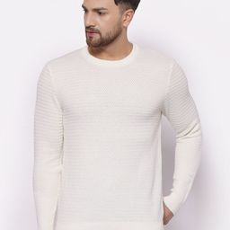 Red Tape Men Off White Self Design Pullover Sweater-picture-37