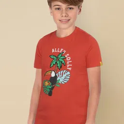 Allen Solly Junior Boys Graphic Printed Round Neck Cotton T-shirt image 3