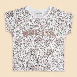 Pantaloons Junior Girls White & Brown Floral Printed Cotton T-shirt-picture-21
